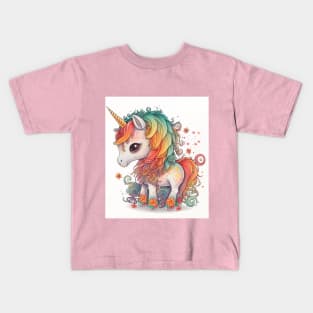 Colourful Baby Unicorn Design Kids T-Shirt